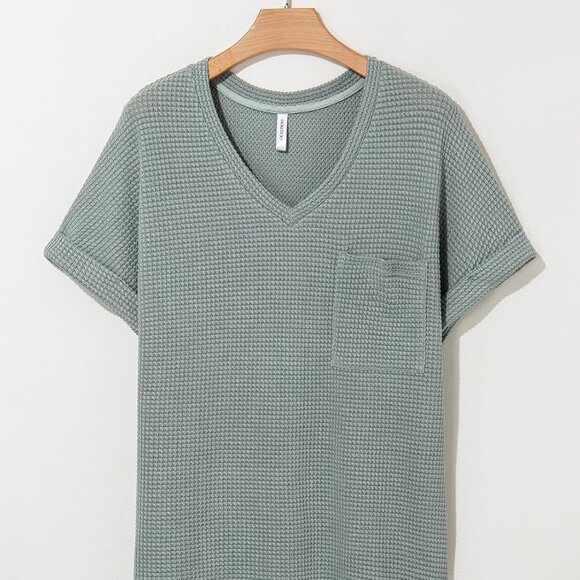 Stylish XX-Large Waffle Knit Women's V-Neck Blouse - Perfect for Every Occasion! - Picture 5 of 5